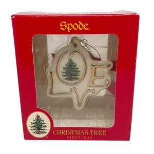 New in Box Spode Christmas Tree LOVE Disk Porcelain Hanging Ornament Ornament